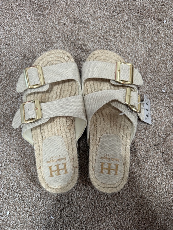 Haute Hippie Shoes - Beige Double-Buckle Slide Sandals